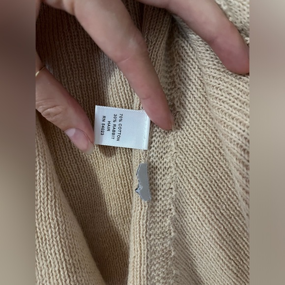 Banana Republic rabbit fur cotton blend flock cardigan beige sweater - Picture 5 of 6